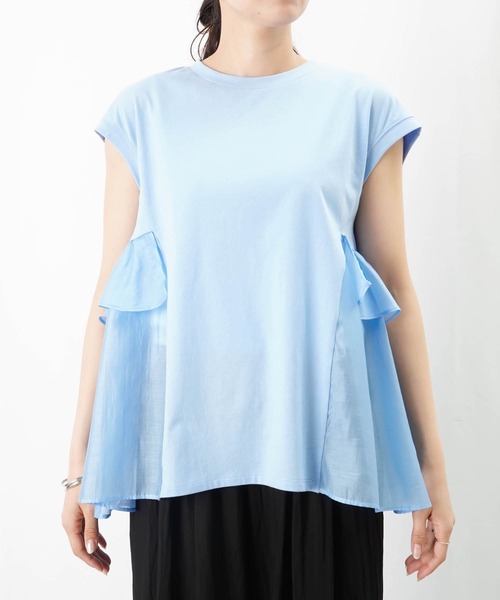 セール】LC/LLL 異素材フリルプルオーバー（Tシャツ/カットソー