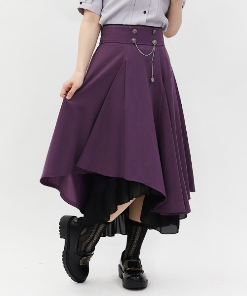 axes femme(アクシーズファム)の「アシメ×フレアミディスカート(スカート・レディース・ブルー/グレー/ブラック/パープル・FREE)」の4枚目の写真