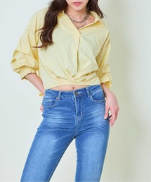 《抜け感×立体タック》レディース ポリエステル スキッパーシャツ ゆったりシルエット 体型カバー 春夏秋