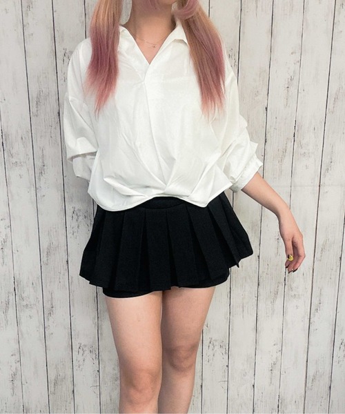 GORGE（ゴージ）の「《抜け感×立体タック》レディース ポリエステル スキッパーシャツ ゆったりシルエット 体型カバー 春夏秋（シャツ/ブラウス・レディース・グレー/イエロー/ラベンダー/オフホワイト/ブルー・F）」の16枚目の写真