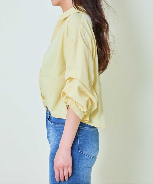 GORGE（ゴージ）の「《抜け感×立体タック》レディース ポリエステル スキッパーシャツ ゆったりシルエット 体型カバー 春夏秋（シャツ/ブラウス・レディース・グレー/イエロー/ラベンダー/オフホワイト/ブルー・F）」の21枚目の写真