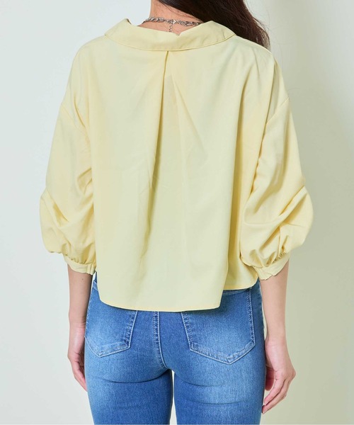GORGE（ゴージ）の「《抜け感×立体タック》レディース ポリエステル スキッパーシャツ ゆったりシルエット 体型カバー 春夏秋（シャツ/ブラウス・レディース・グレー/イエロー/ラベンダー/オフホワイト/ブルー・F）」の22枚目の写真