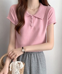 LAFFMO（ラフモ）の「ラグラン半袖ポロニット（ニット/セーター）」