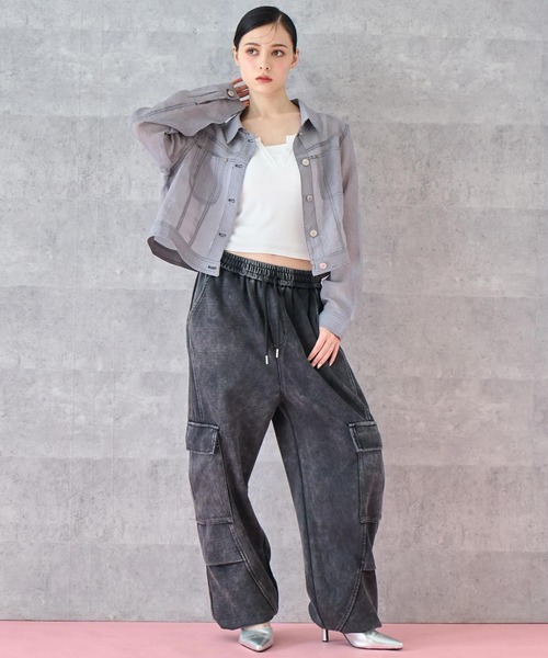 ANAP（アナップ）の「ステッチ シアー ジャケット（ブルゾン・レディース・ライトグレー/ホワイト・FREE）」の8枚目の写真