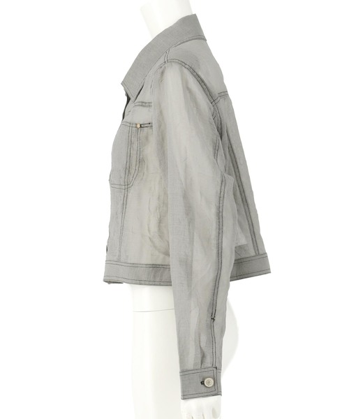 ANAP（アナップ）の「ステッチ シアー ジャケット（ブルゾン・レディース・ライトグレー/ホワイト・FREE）」の9枚目の写真