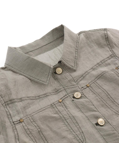 ANAP（アナップ）の「ステッチ シアー ジャケット（ブルゾン・レディース・ライトグレー/ホワイト・FREE）」の10枚目の写真