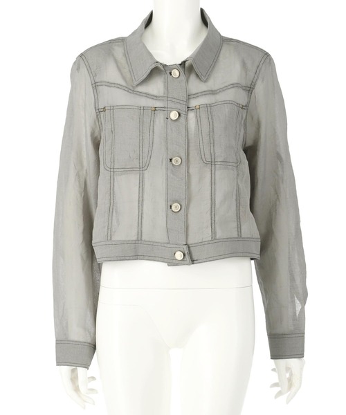 ANAP（アナップ）の「ステッチ シアー ジャケット（ブルゾン・レディース・ライトグレー/ホワイト・FREE）」の15枚目の写真