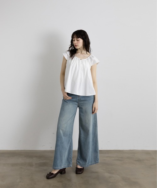 Lunea（ルネア）の「2wayダブルフリル袖ブラウス（シャツ/ブラウス・レディース・ブルー/ホワイト/マスタード・FREE）」の20枚目の写真