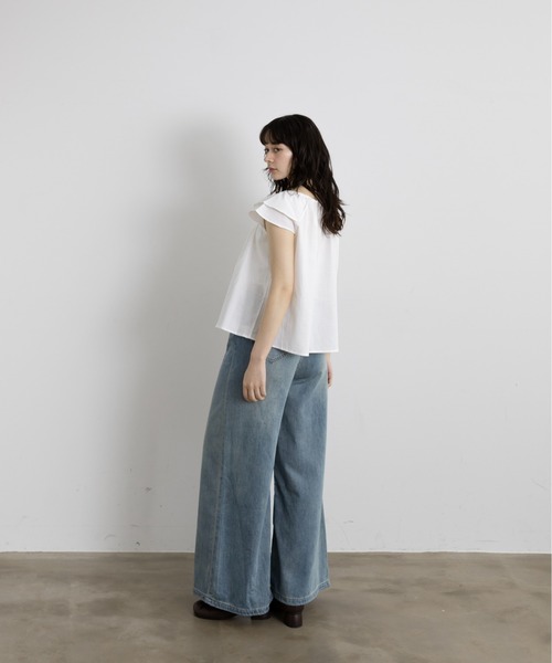 Lunea（ルネア）の「2wayダブルフリル袖ブラウス（シャツ/ブラウス・レディース・ブルー/ホワイト/マスタード・FREE）」の21枚目の写真