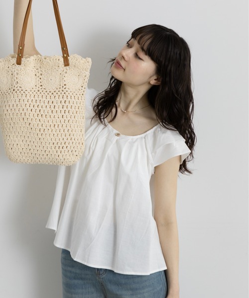 Lunea（ルネア）の「2wayダブルフリル袖ブラウス（シャツ/ブラウス・レディース・ブルー/ホワイト/マスタード・FREE）」の16枚目の写真