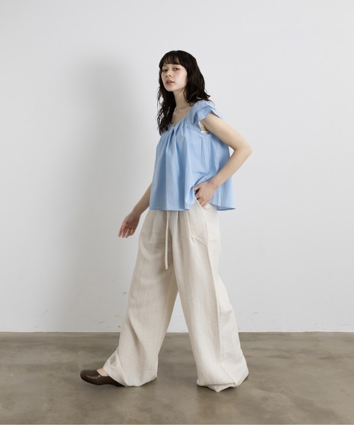 Lunea（ルネア）の「2wayダブルフリル袖ブラウス（シャツ/ブラウス・レディース・ブルー/ホワイト/マスタード・FREE）」の5枚目の写真