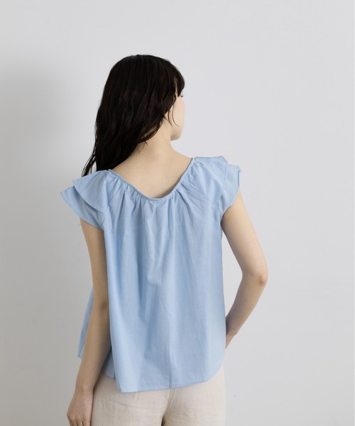 Lunea（ルネア）の「2wayダブルフリル袖ブラウス（シャツ/ブラウス・レディース・ブルー/ホワイト/マスタード・FREE）」の11枚目の写真