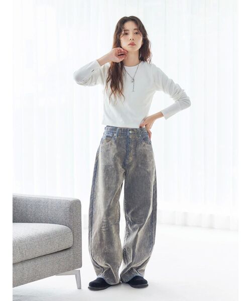 Ungrid（アングリッド）の「クロップドハニカムロングスリーブTee（Tシャツ/カットソー・レディース・イエロー/オフホワイト/ブラック・FREE）」の17枚目の写真