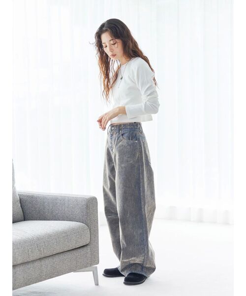 Ungrid（アングリッド）の「クロップドハニカムロングスリーブTee（Tシャツ/カットソー・レディース・イエロー/オフホワイト/ブラック・FREE）」の18枚目の写真