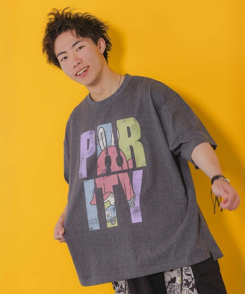 セール】352117：おばけうさぎ×PARITY ピグメントBIG-T（Tシャツ