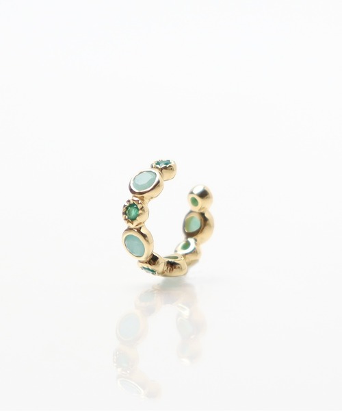 anq.（アンク）の「「anq.」SV925・アマゾナイト・グリーンオニキス　イヤーカフ（イヤーカフ・レディース・ブルーグリーン・ONE SIZE）」の2枚目の写真