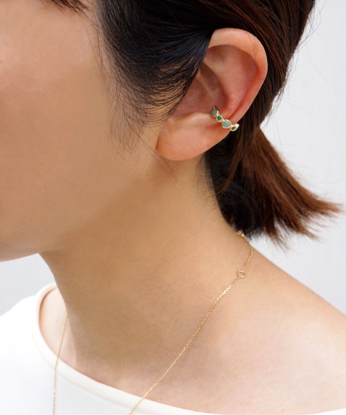 anq.（アンク）の「「anq.」SV925・アマゾナイト・グリーンオニキス　イヤーカフ（イヤーカフ・レディース・ブルーグリーン・ONE SIZE）」の6枚目の写真