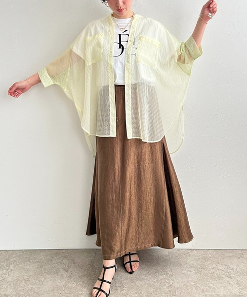 LHELBIE(レルビエ)の「バイカラーシアーシャツ(シャツ/ブラウス・レディース・イエロー/ブラック/グレイッシュブルー・M)」の10枚目の写真