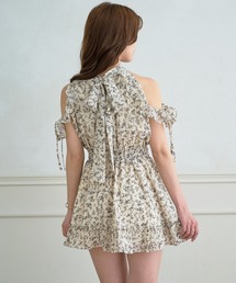 open shoulder frill one piece / オープンショルダーフリルワンピース