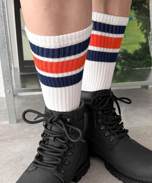 WEGO(ウィゴー)の「WEGO/ラインソックス(ソックス/靴下・メンズ・ブルー/ネイビー/ブラウン/レッド/パープル/ホワイト/ブラック・25-27CM)」の5枚目の写真