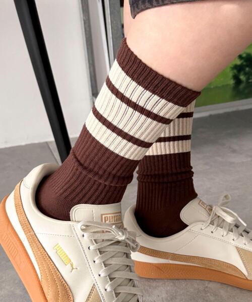 WEGO(ウィゴー)の「WEGO/ラインソックス(ソックス/靴下・メンズ・ブルー/ネイビー/ブラウン/レッド/パープル/ホワイト/ブラック・25-27CM)」の4枚目の写真