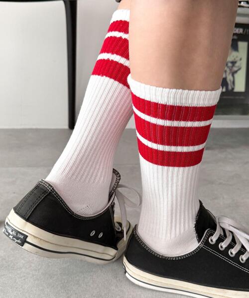 WEGO(ウィゴー)の「WEGO/ラインソックス(ソックス/靴下・メンズ・ブルー/ネイビー/ブラウン/レッド/パープル/ホワイト/ブラック・25-27CM)」の7枚目の写真