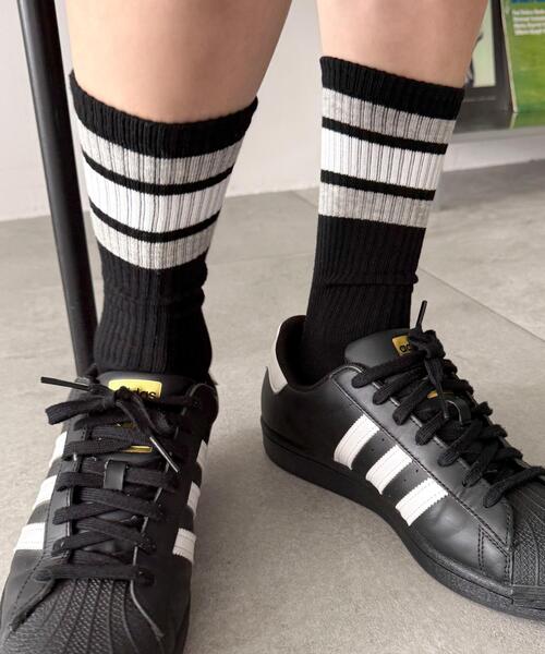 WEGO(ウィゴー)の「WEGO/ラインソックス(ソックス/靴下・メンズ・ブルー/ネイビー/ブラウン/レッド/パープル/ホワイト/ブラック・25-27CM)」の3枚目の写真