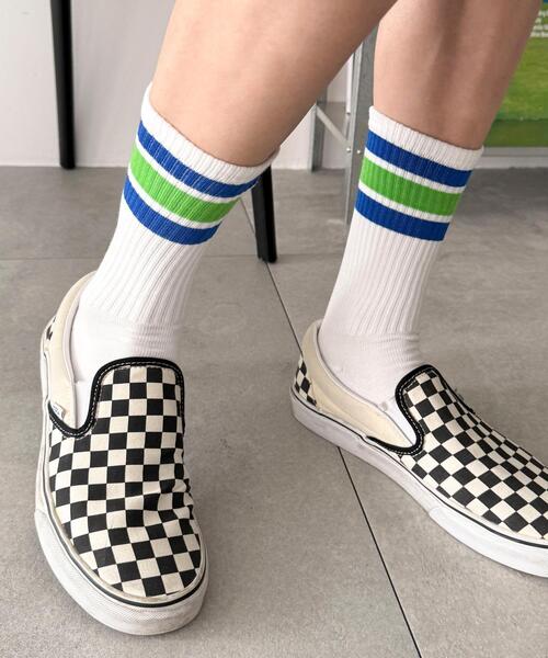 WEGO(ウィゴー)の「WEGO/ラインソックス(ソックス/靴下・メンズ・ブルー/ネイビー/ブラウン/レッド/パープル/ホワイト/ブラック・25-27CM)」の16枚目の写真