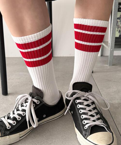 WEGO(ウィゴー)の「WEGO/ラインソックス(ソックス/靴下・メンズ・ブルー/ネイビー/ブラウン/レッド/パープル/ホワイト/ブラック・25-27CM)」の20枚目の写真