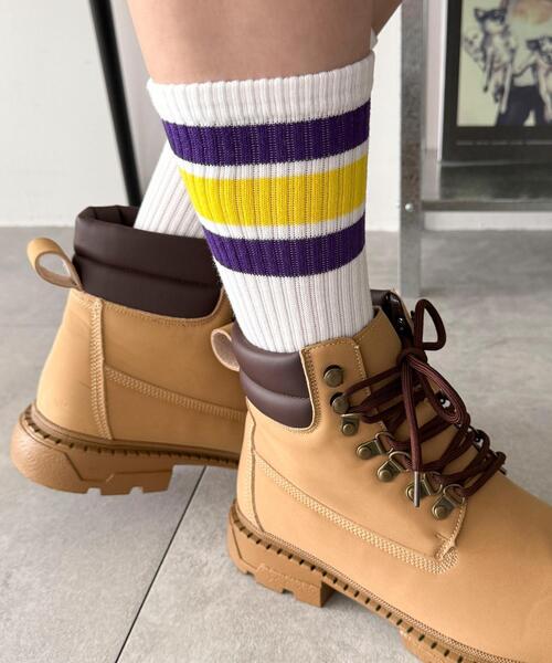 WEGO(ウィゴー)の「WEGO/ラインソックス(ソックス/靴下・メンズ・ブルー/ネイビー/ブラウン/レッド/パープル/ホワイト/ブラック・25-27CM)」の19枚目の写真