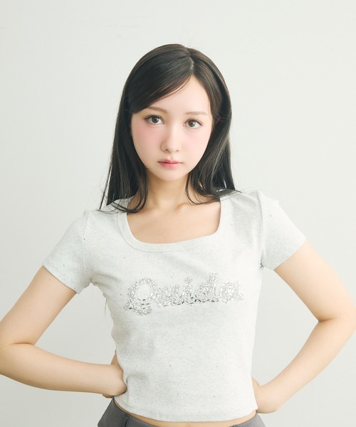 TITTY&CO.（ティティーアンドコー）の「ラインストーン付きロゴTee（Tシャツ/カットソー・レディース・ライトグレー/ブラック/ホワイト・FREE）」の17枚目の写真