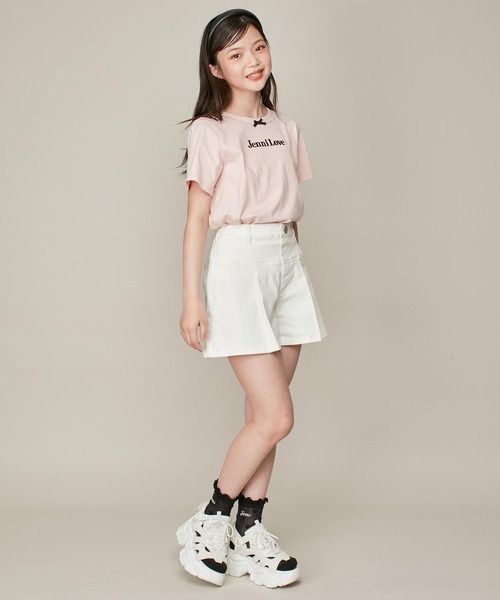 JENNI love(ジェニィラブ)の「【ウエスト調整可】切替えタックキュロット(デニムパンツ・キッズ・ブラック/サックスブルー/オフホワイト・160cm/150cm/140cm/130cm)」の7枚目の写真