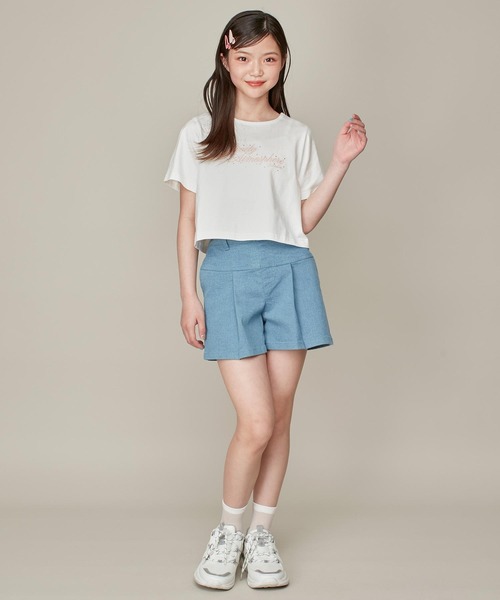 JENNI love(ジェニィラブ)の「【ウエスト調整可】切替えタックキュロット(デニムパンツ・キッズ・ブラック/サックスブルー/オフホワイト・160cm/150cm/140cm/130cm)」の16枚目の写真