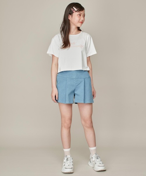 JENNI love(ジェニィラブ)の「【ウエスト調整可】切替えタックキュロット(デニムパンツ・キッズ・ブラック/サックスブルー/オフホワイト・160cm/150cm/140cm/130cm)」の17枚目の写真