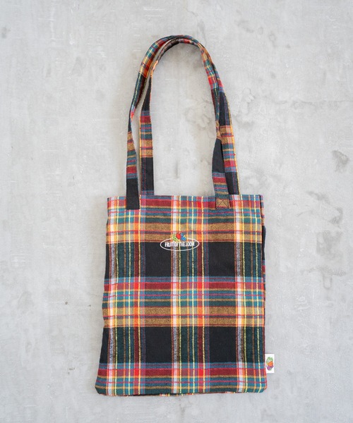 FRUIT OF THE LOOM（フルーツオブザルーム）の「【FRUIT OF THE LOOM】トートバッグ / チェック / A４ / ギフト プレゼント（トートバッグ・メンズ・グリーン/オレンジ/パープル・FREE）」の3枚目の写真