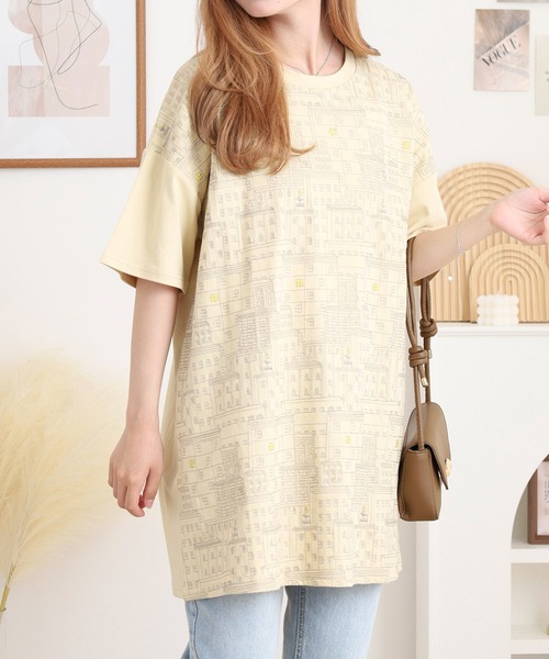 Emago(イマゴ)の「EMAGO ねこ町刺繍チュニック(チュニック・レディース・ブラック/アイボリー・FREE)」の3枚目の写真