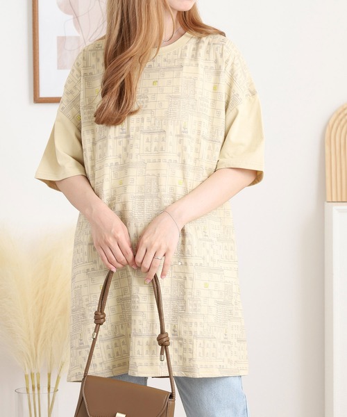 Emago(イマゴ)の「EMAGO ねこ町刺繍チュニック(チュニック・レディース・ブラック/アイボリー・FREE)」の4枚目の写真
