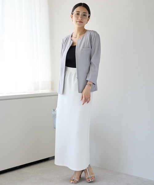 etre pret(エトレプレ)の「多サイズ対応 裏地なし 七分袖サマージャケット(ノーカラージャケット・レディース・ライトグレー/ネイビー・15号/13号/11号/9号/7号/5号)」の10枚目の写真