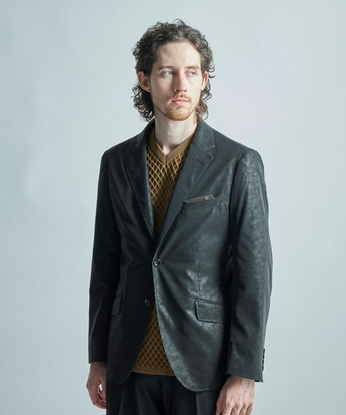MEN'S BIGI（メンズビギ）の「フェイクレザージャケット（テーラードジャケット・メンズ・ブラック/ベージュ/ブラウン・02/04/03/01）」の9枚目の写真