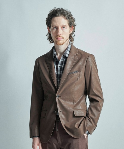 MEN'S BIGI（メンズビギ）の「フェイクレザージャケット（テーラードジャケット・メンズ・ブラック/ベージュ/ブラウン・02/04/03/01）」の8枚目の写真