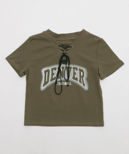 dispark(ディスパーク)の「DISPARK/レースアップスプレーロゴT(Tシャツ/カットソー・レディース・ブラック/カーキ・FREE)」の12枚目の写真