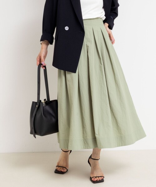 NOLLEY’S（ノーリーズ）の「ウォッシャブルバルキータフタタックスカート（スカート・レディース・オリーブ/ブラック/ボルドー・34/36/38）」の2枚目の写真
