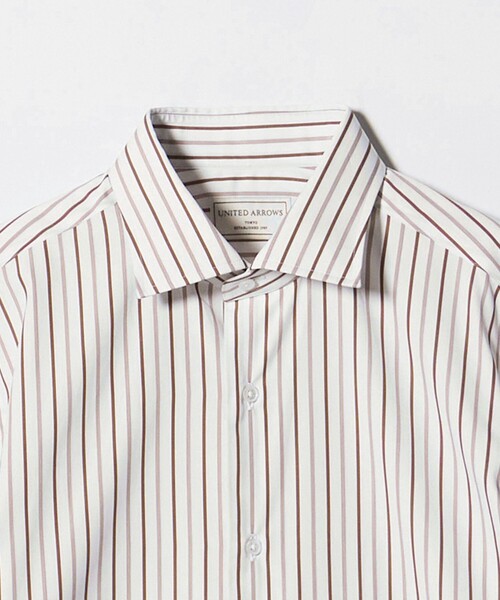 UNITED ARROWS（ユナイテッドアローズ）の「THOMAS MASON/トーマスメイソン オルタネートストライプ セミワイドカラー シャツ（ビジネスシャツ・メンズ・モカ・41cm/40cm/38cm/39cm）」の4枚目の写真