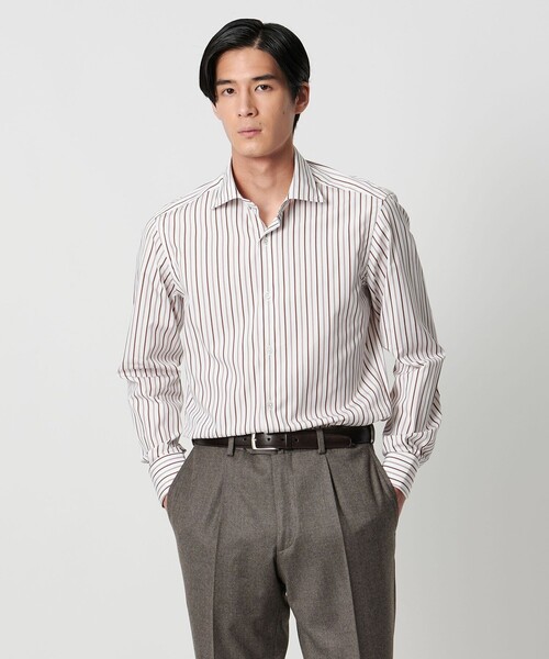 UNITED ARROWS（ユナイテッドアローズ）の「THOMAS MASON/トーマスメイソン オルタネートストライプ セミワイドカラー シャツ（ビジネスシャツ・メンズ・モカ・41cm/40cm/38cm/39cm）」の9枚目の写真