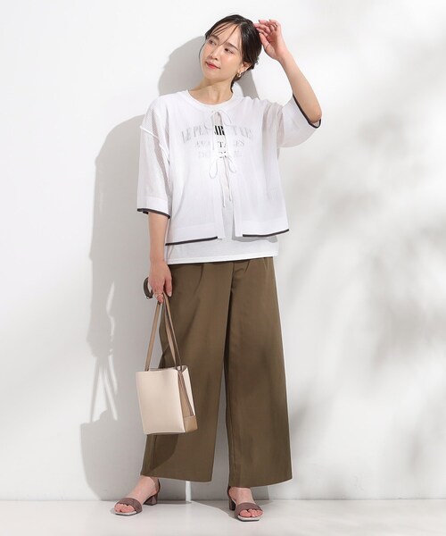 Cutie Blonde(キューティーブロンド)の「【2点セット/S-LL】メッシュリボン2WAYニット×フレンチスリーブTシャツ(その他トップス・レディース・レッド系1/ブルー/ホワイト・04/03/02/01)」の8枚目の写真