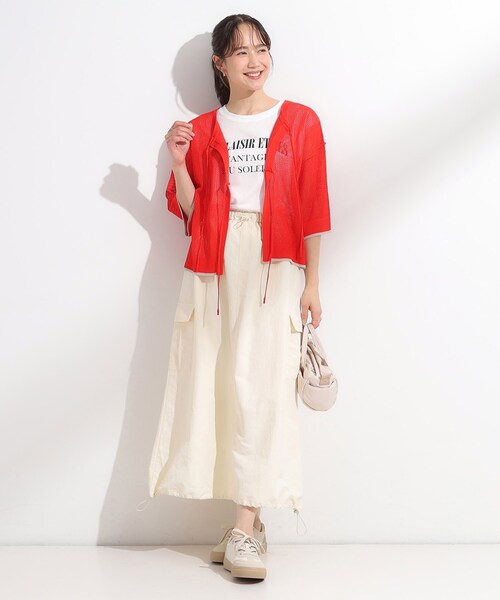 Cutie Blonde(キューティーブロンド)の「【2点セット/S-LL】メッシュリボン2WAYニット×フレンチスリーブTシャツ(その他トップス・レディース・レッド系1/ブルー/ホワイト・04/03/02/01)」の15枚目の写真