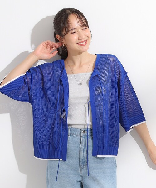 Cutie Blonde(キューティーブロンド)の「【2点セット/S-LL】メッシュリボン2WAYニット×フレンチスリーブTシャツ(その他トップス・レディース・レッド系1/ブルー/ホワイト・04/03/02/01)」の19枚目の写真