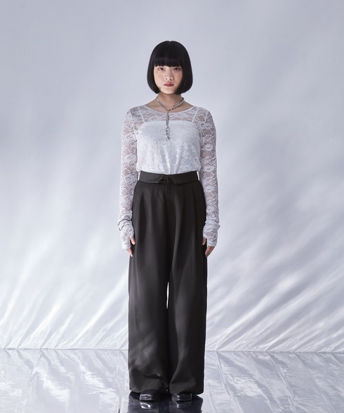 ELUNIS(エルニス)の「2WAYシアーコンビワイドパンツ(スラックス・レディース・ブラック/グレー系・0/1)」の12枚目の写真