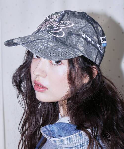 WEB限定 / ラインストーンロゴキャップ / sqnz studs cap（キャップ