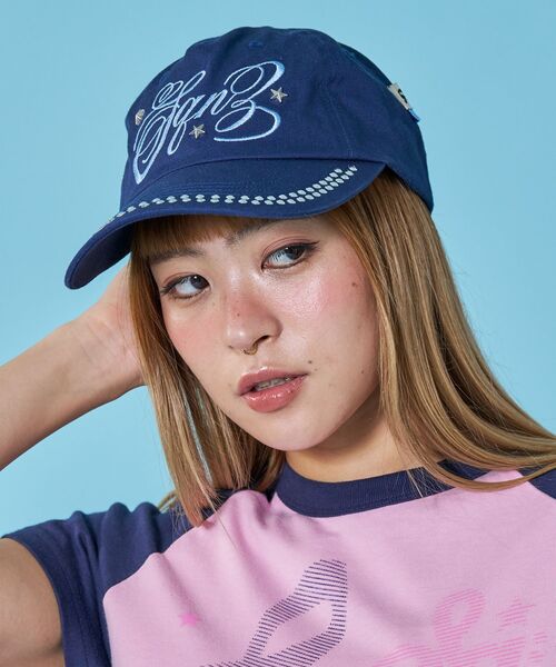 WEB限定 / ラインストーンロゴキャップ / sqnz studs cap（キャップ